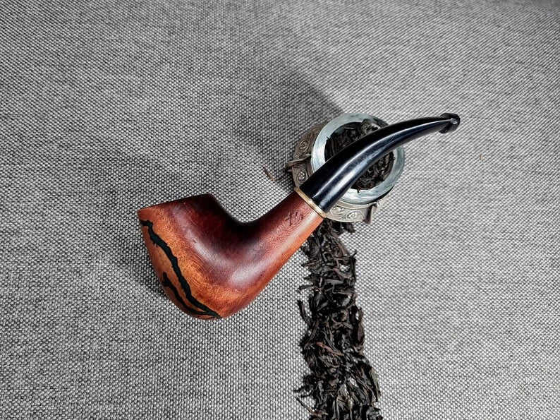 Elegant Handcrafted Artisan Rosewood Smoking Pipe with Stand Luxury Frosted Wood Tobacco Pipe