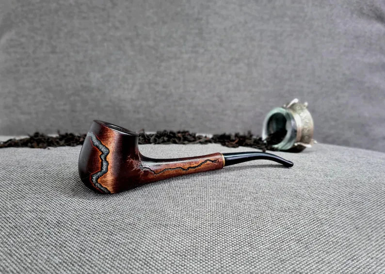 Elegant Handcrafted Artisan Rosewood Smoking Pipe with Stand Luxury Frosted Wood Tobacco Pipe