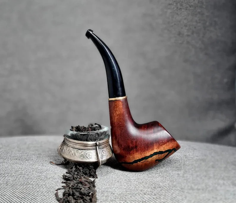 Elegant Handcrafted Artisan Rosewood Smoking Pipe with Stand Luxury Frosted Wood Tobacco Pipe